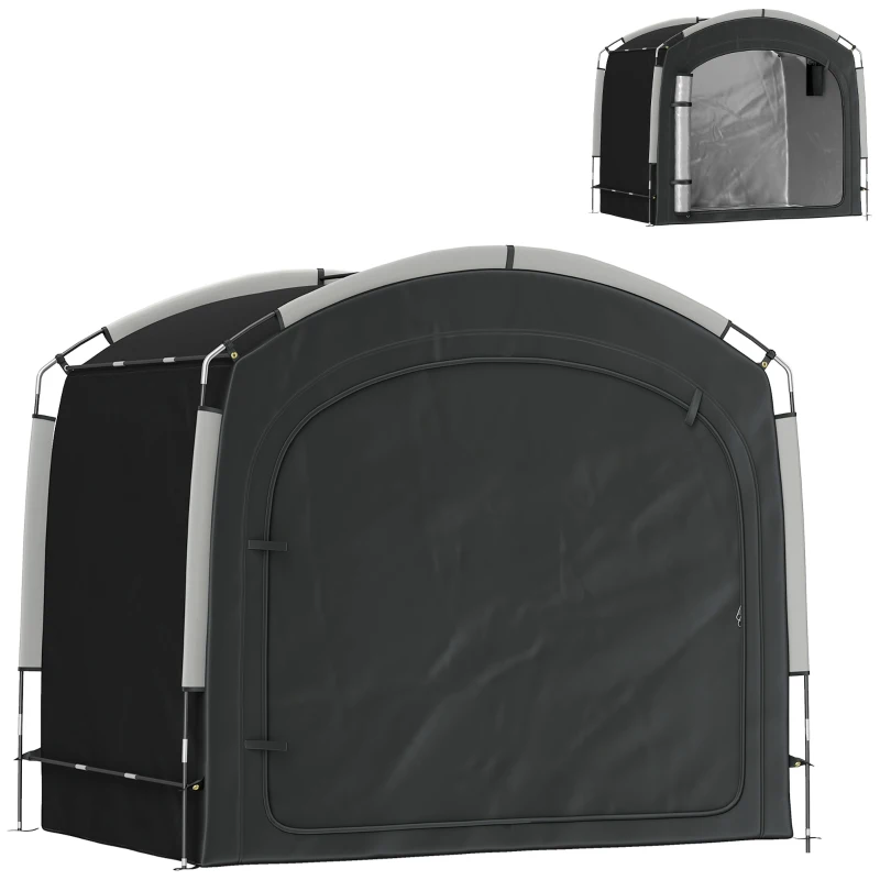 Outsunny Tente de vélo abri de vélo portable pour 3-4 vélos avec 2 poches latérales 220 x 150 x 195 cm noir