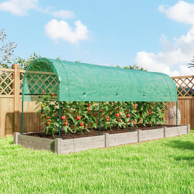 Outsunny Kas winterbestendig foliekas met boogdak, grondankers kweekkas 400 x 120 x 170cm Groen