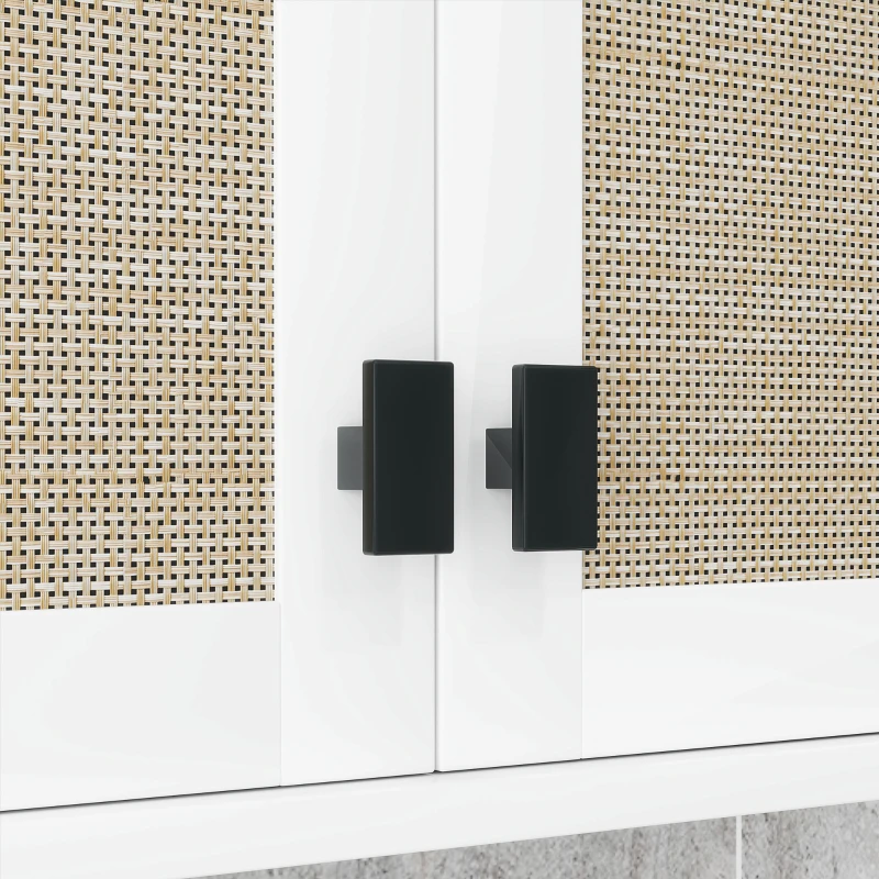 HOMCOM Armario de Pared para Baño Mueble de Baño Suspendido con 2 Puertas de Ratán PE Estante Ajustable 60x19,5x49,4 cm Blanco