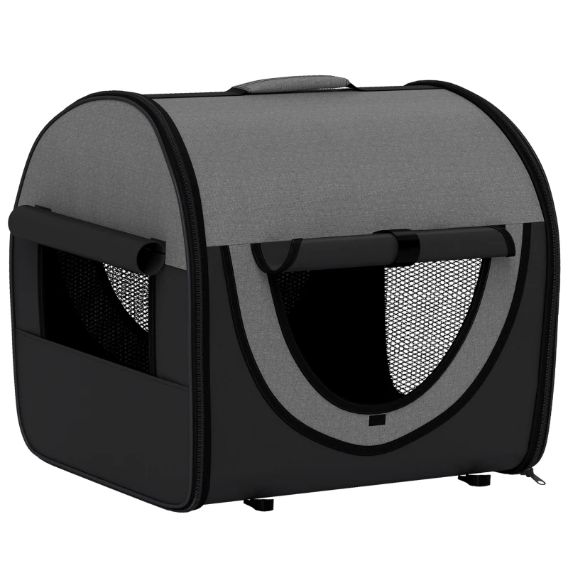 Pawhut Folding Fabric Soft Pet Crate, 46Lx36Wx41H cm - Black