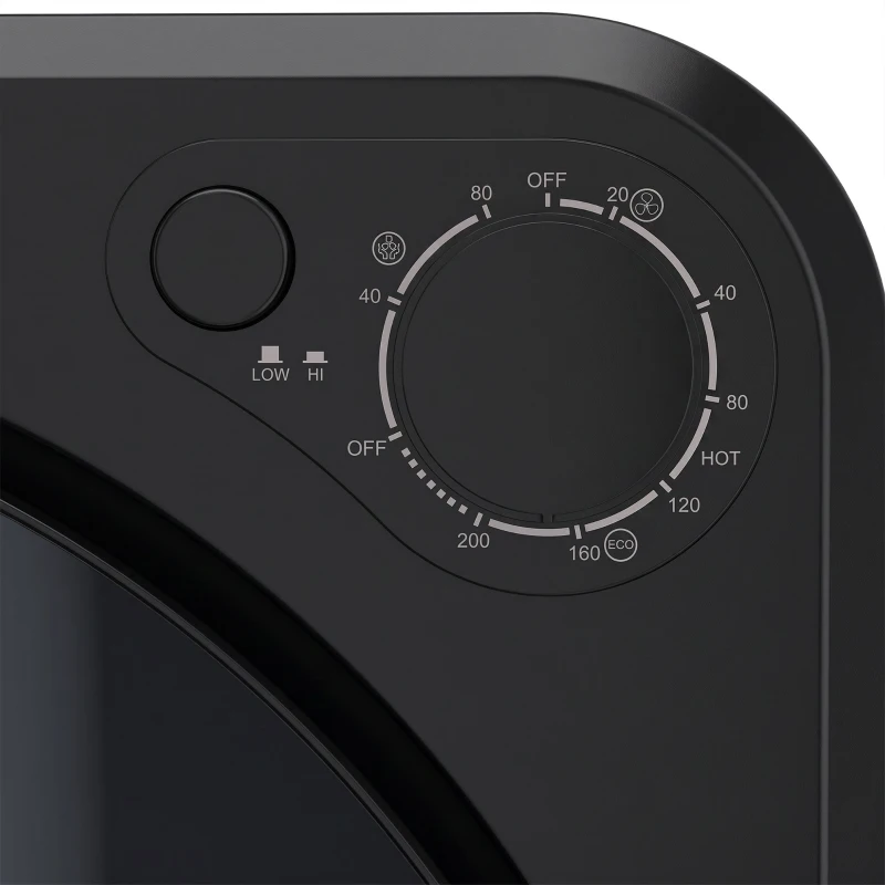 HOMCOM Sèche Linge à Évacuation Compact 2,5Kg, Sèche-Linge Électrique 400/800 W, 5 Modes de Séchage, Charge Frontale, Noir