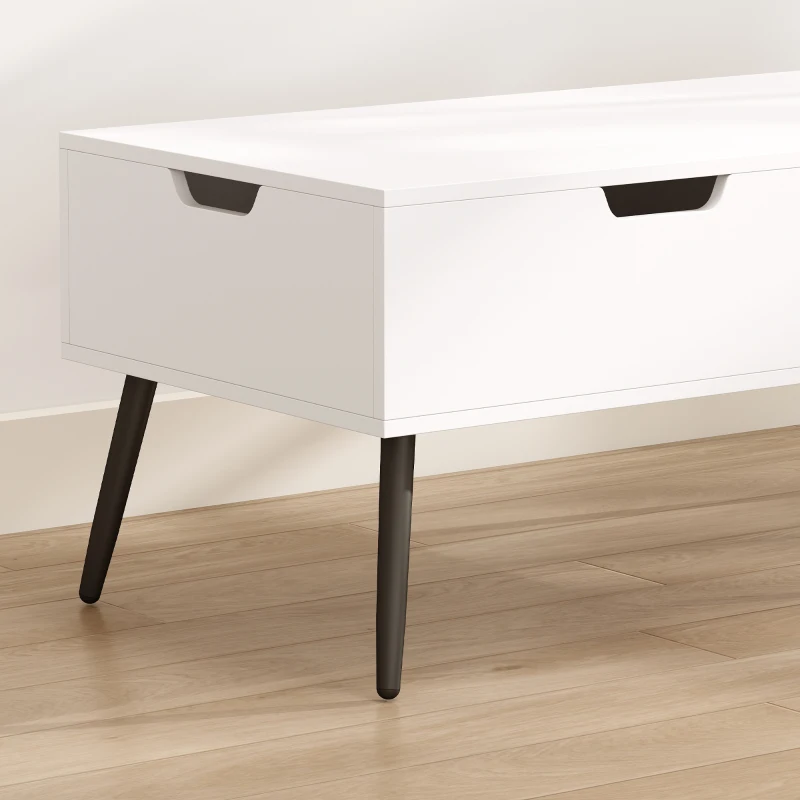 HOMCOM Lift-top salontafel met gesplitst blad, modern design en metalen poten, wit