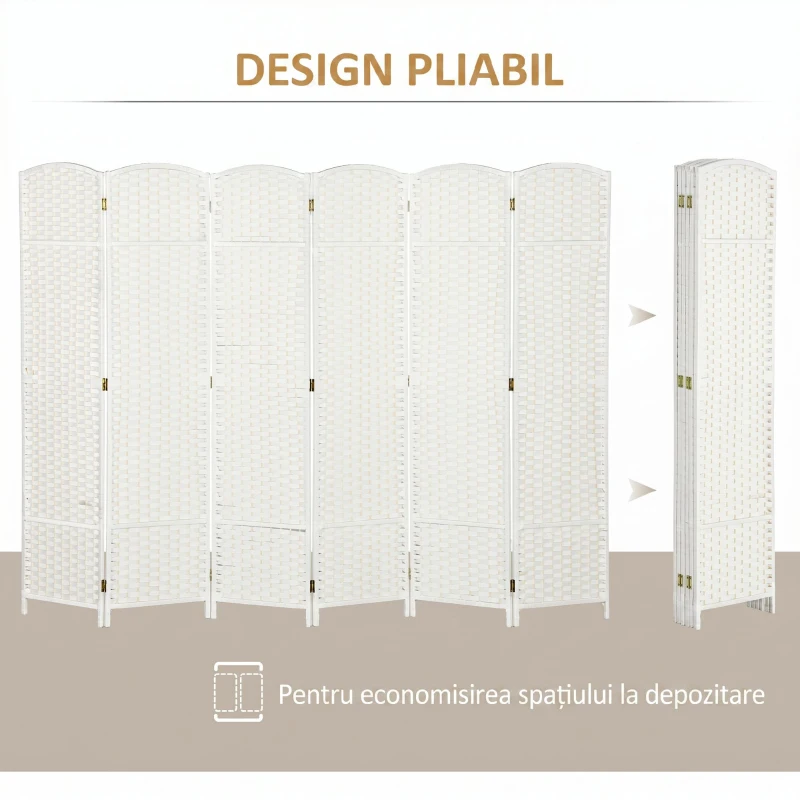 HOMCOM Paravan Decorativ pliabil cu 6 panouri, 240x170 cm, Negru