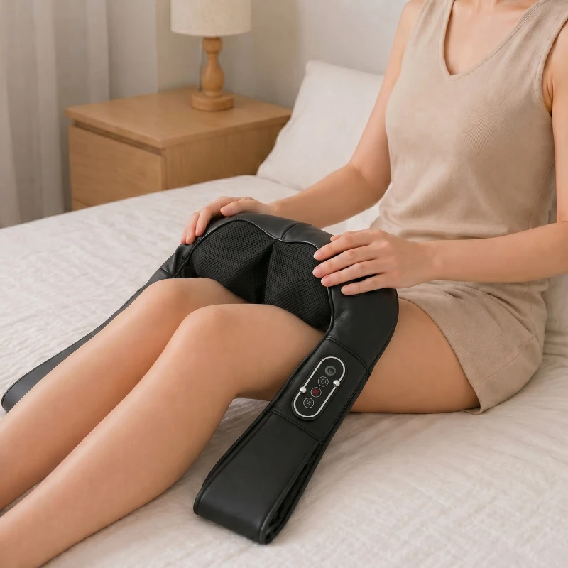 HOMCOM Masajeador Cervical y Espalda con Calor y 8 Nodos Shiatsu 3 Intensidades de Amasamiento 3D Negro