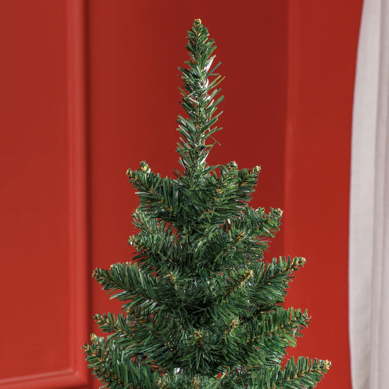 HOMCOM Árbol de Navidad Tipo Lápiz 150 cm con Base Plegable y 317 Ramas para Dormitorio Oficina Verde