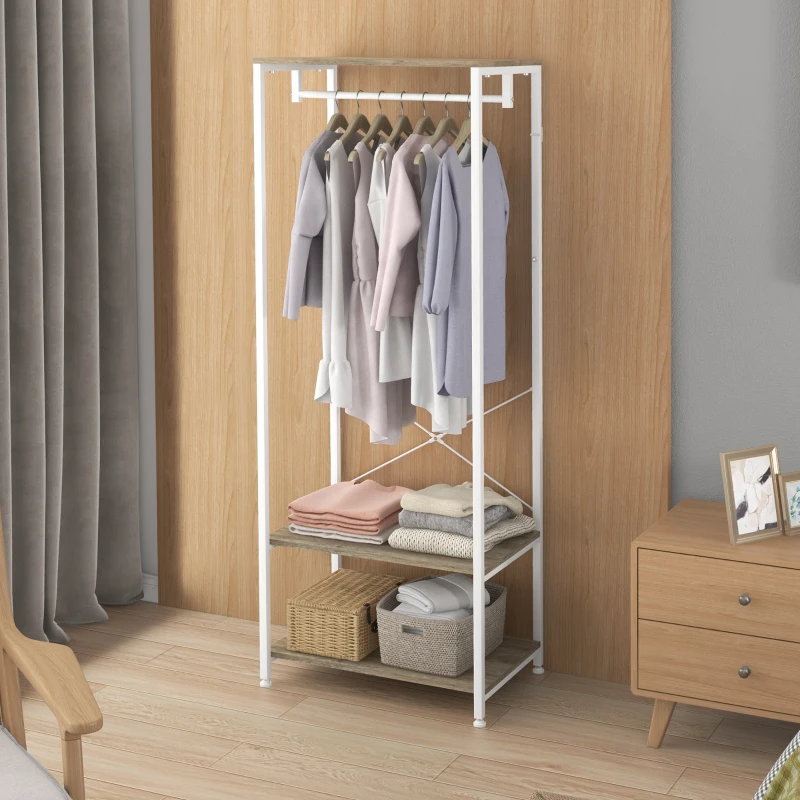 HOMCOM Hallway Coat Rack and Shoe Bench Tree - Grey