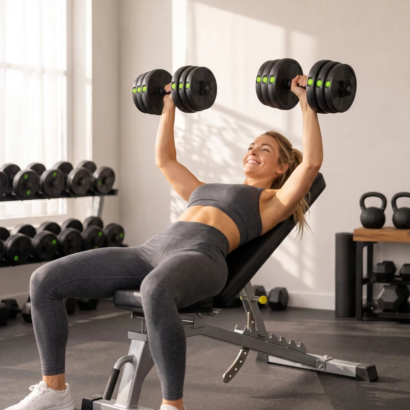 SPORTNOW Kit de Mancuernas 30kg 2 en 1 con Barra de Pesas Mango Antideslizante para Entrenamiento de Fuerza Negro Verde