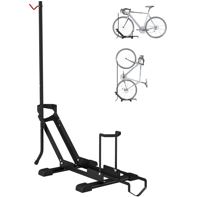 SPORTNOW Support de vélo réglable en hauteur, support de sol autoportant pliable pour vélo de 20 à 29 pouces, noir
