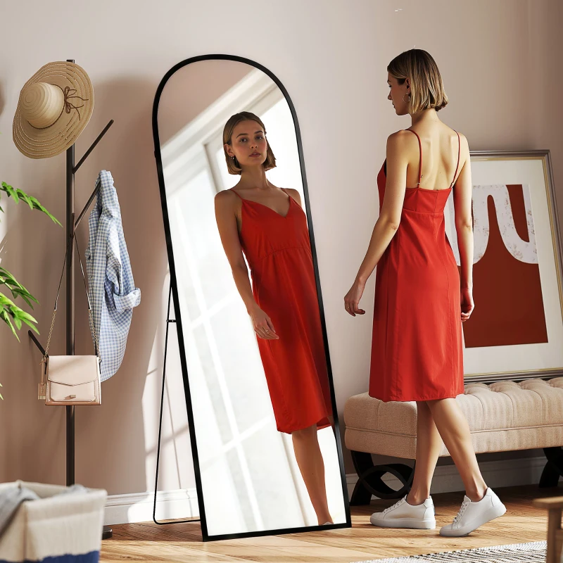 HOMCOM 165cm Aluminium Frame Standing Mirror - Black