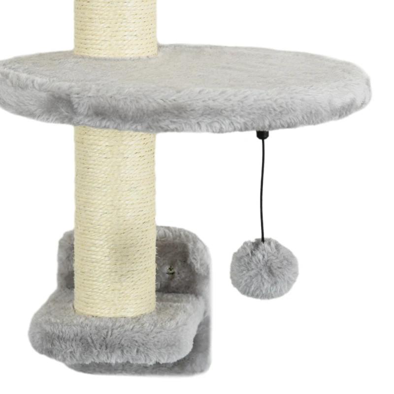 PawHut Juego de Pared de Escalada para Gatos de 3 Piezas con Hamaca Rampa con Rascador Plataforma en Forma de Nube Gris