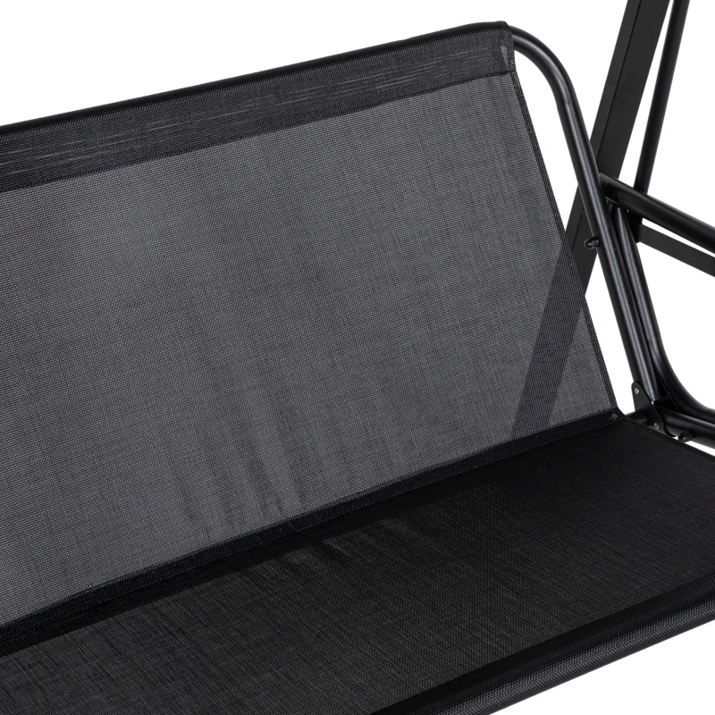Outsunny Hollywoodschommel, 2-zits Tuinschommel met Verstelbaar Dak, tot 220 kg belastbaar, 145 x 116 x 172 cm, Zwart