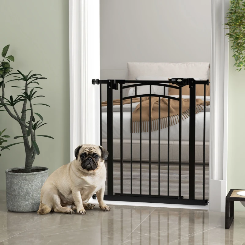 PawHut Barrière de sécurité pour chien barrière d'escalier extensible double verrouillage 74-80 x 76 cm noir