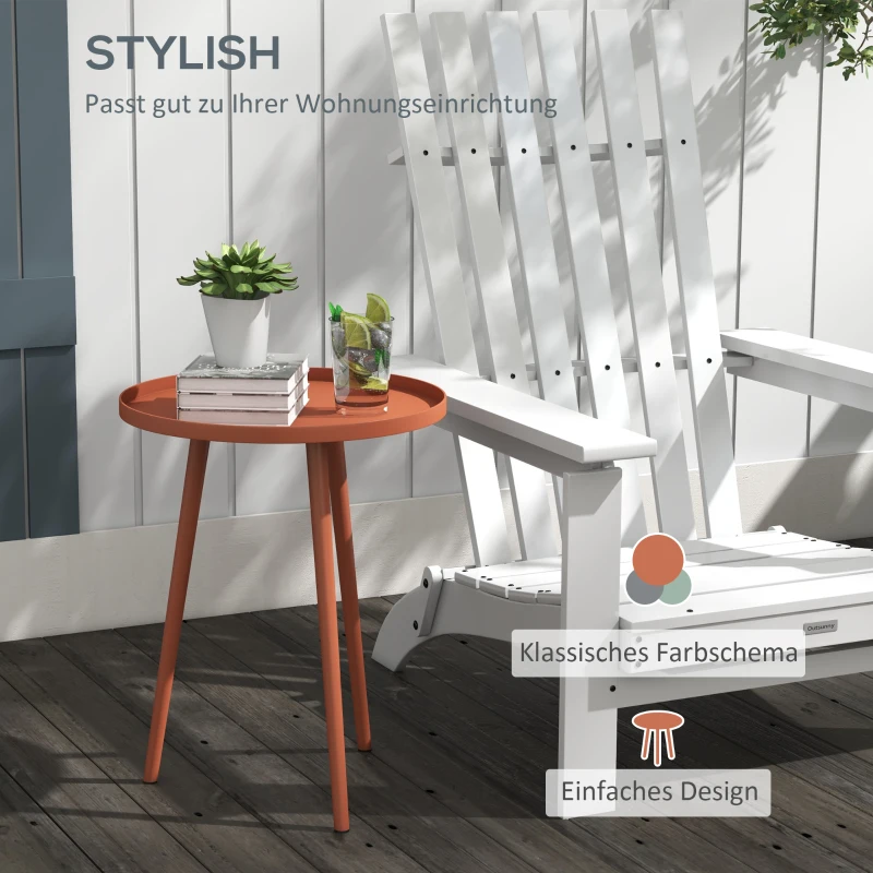 Outsunny Bijzettafel, Salontafel, Tuintafel, Terrastafel voor Tuin, Balkon, Staal, 40 x 40 x 50 cm, Rood