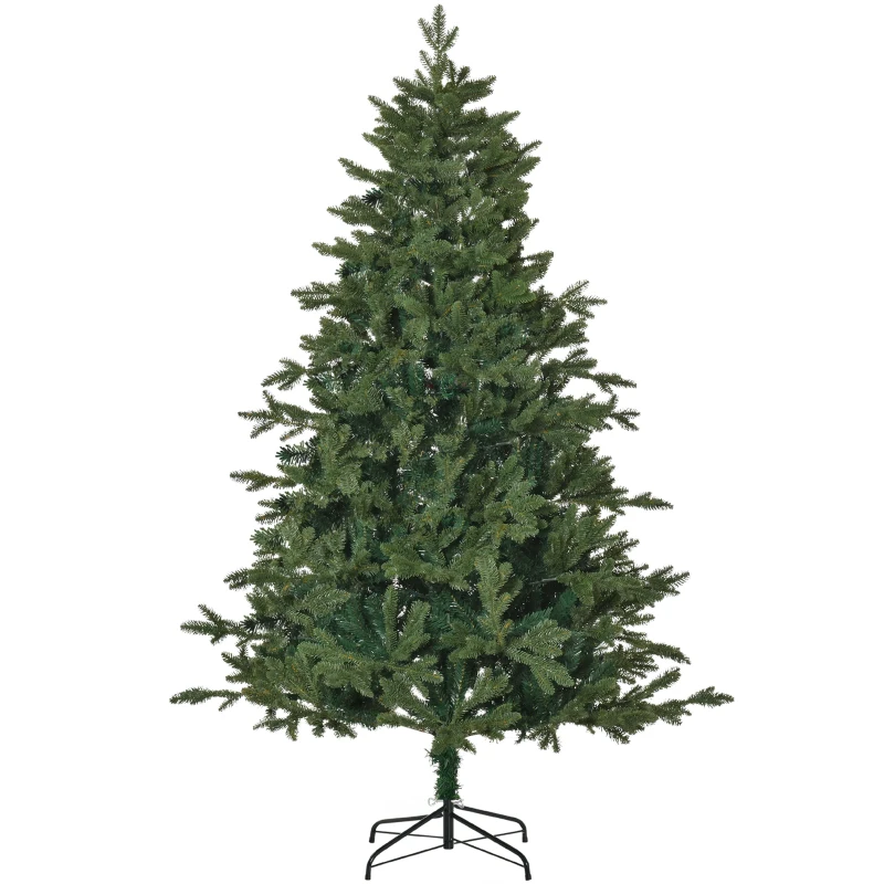 HOMCOM kunstkerstboom 1,8 m kerstboom dennenboom PVC PE metaal groen Ø 90 x 180 cm