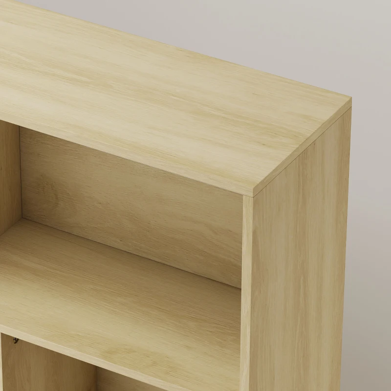 HOMCOM 10-Cube Bookcase, 3-Tier Book Shelf with Solid Wood Legs, 140 cm Modern Bookshelf with Anti-Tip Kit, Oak