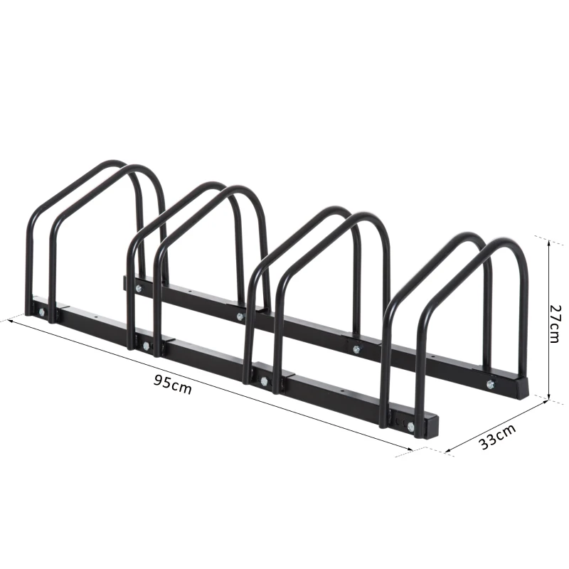 HOMCOM Bike Stand Parking Rack Floor or Wall Mount Bicycle Cycle Storage Locking Stand 100L x 33W x 27H (4 Racks, Black)