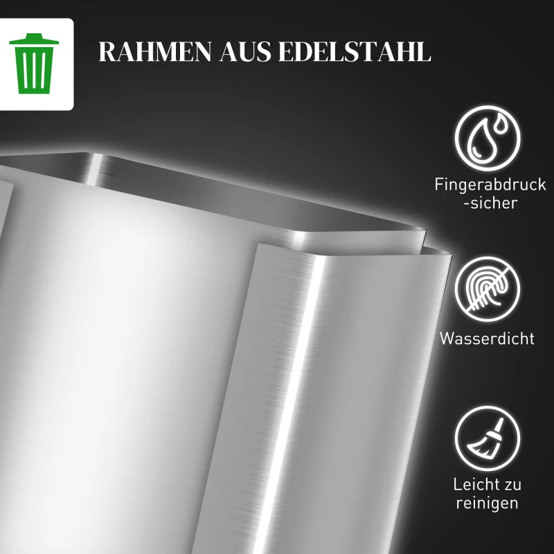 HOMCOM 2 x 20 L Doppelmülleimer, Pedalöffnung, leicht zu reinigen, Edelstahl, Kunststoff, Silber
