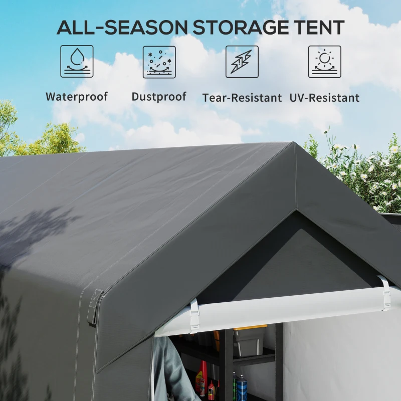 Outsunny 3.6 x 2.1m Portable Outdoor Shed, with Window - Dark Grey