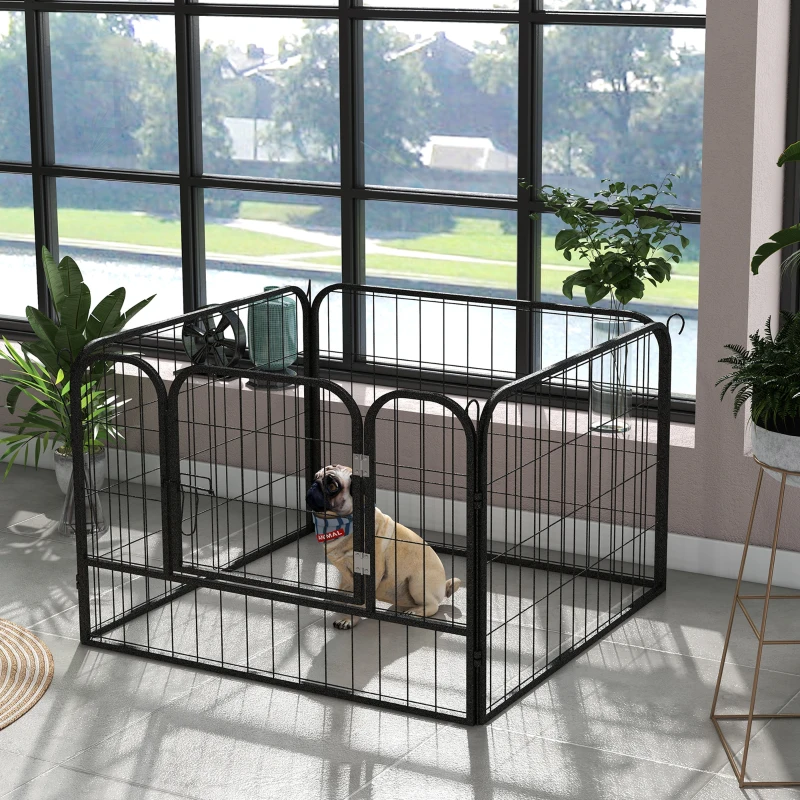 PawHut Parque para Perros de 4 Paneles Parque de Juegos Plegable para Mascotas para Exterior e Interior 82x82x60 cm Gris