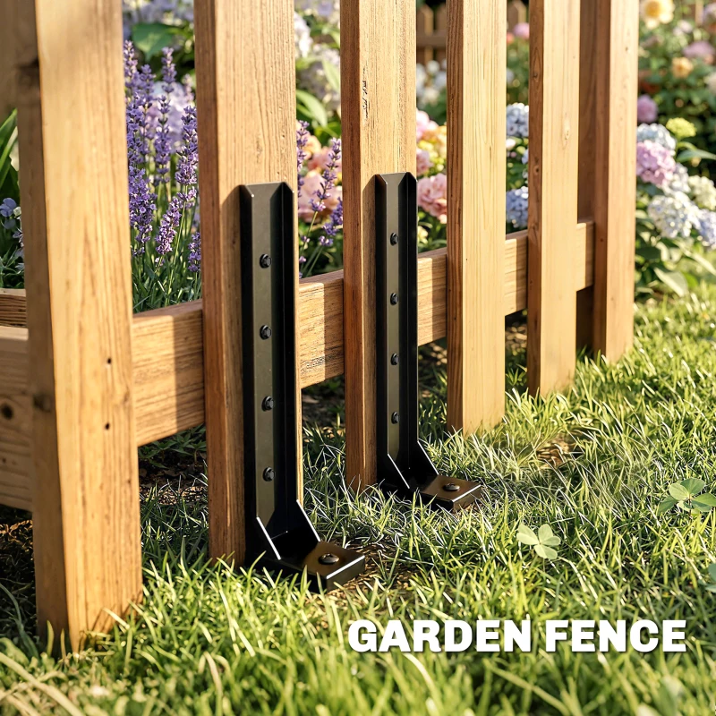 Outsunny 2 Pack Fence Post Repair Kit, 81 cm Metal Fence Post Support with Drill, Garden Ground Spikes for Broken Gate, Posts