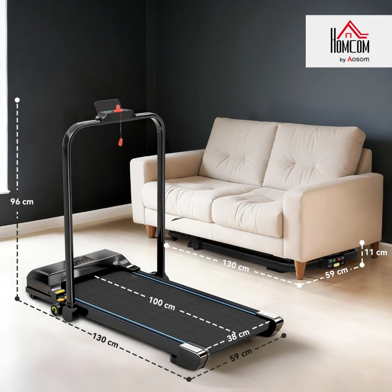 HOMCOM Cinta de Correr Cinta de Andar Plegable 2,5 HP con Pantalla LED Velocidad Ajustable Max. 10 km/h Control Remoto Negro