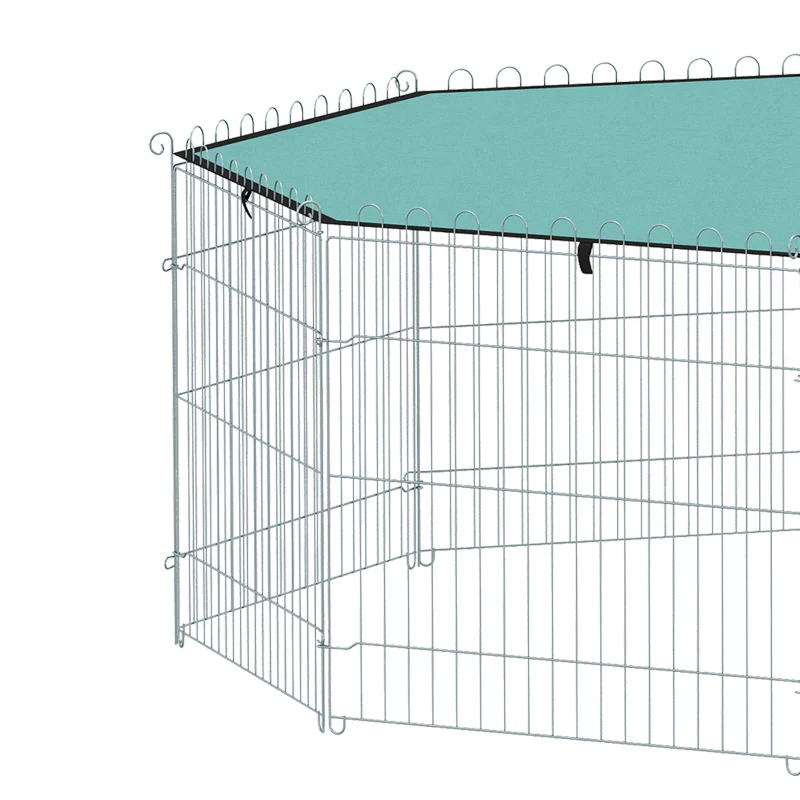 PawHut Parc pour chien, enclos chien 8 panneaux avec toit, modulable et pliable, enclos portable 60H cm avec porte argent vert