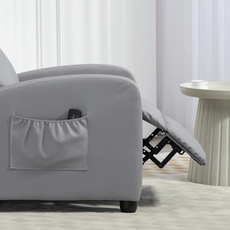HOMCOM Poltrona Relax Massaggiante con Telecomando e 8 Programmi, Reclinazione e Poggiapiedi, Grigio Chiaro
