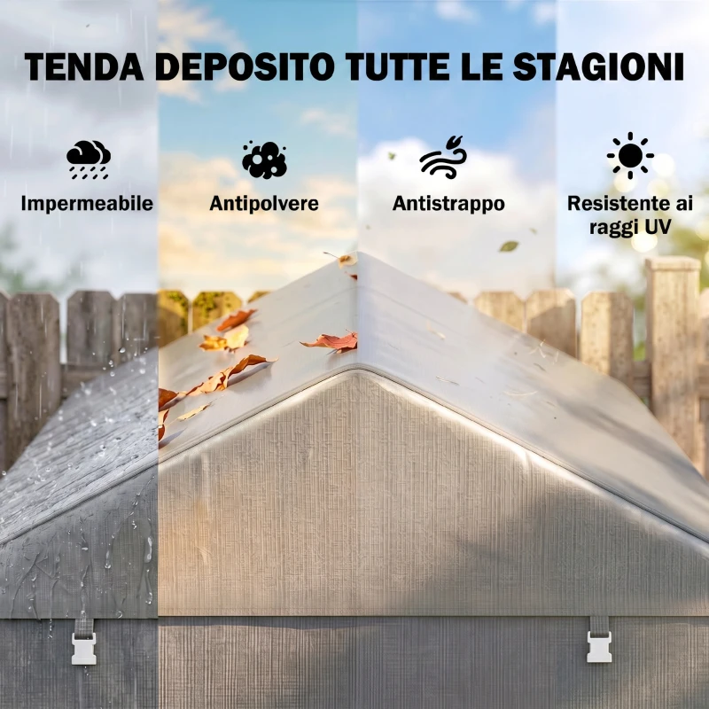 Outsunny Carpa de Jardín para Bicicletas 1,6x2,2x1,7 m con 2 Habitaciones Puerta con Cremallera Impermeable Anti-UV Gris Claro