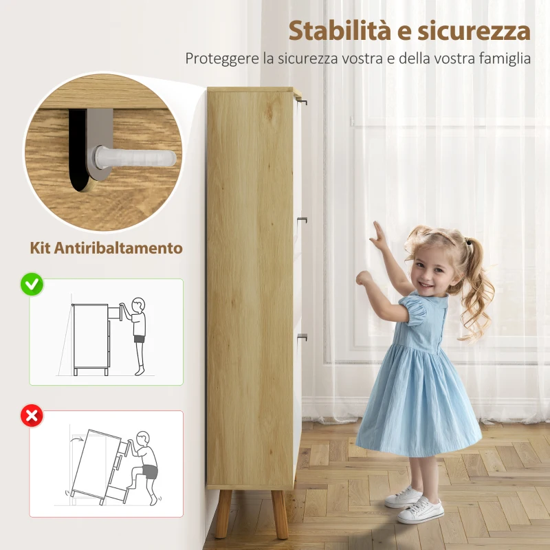 HOMCOM Scarpiera Slim Moderna con 3 Cassetti Ribaltabili per 24 Paia di Scarpe, 80x24x127 cm, Bianco