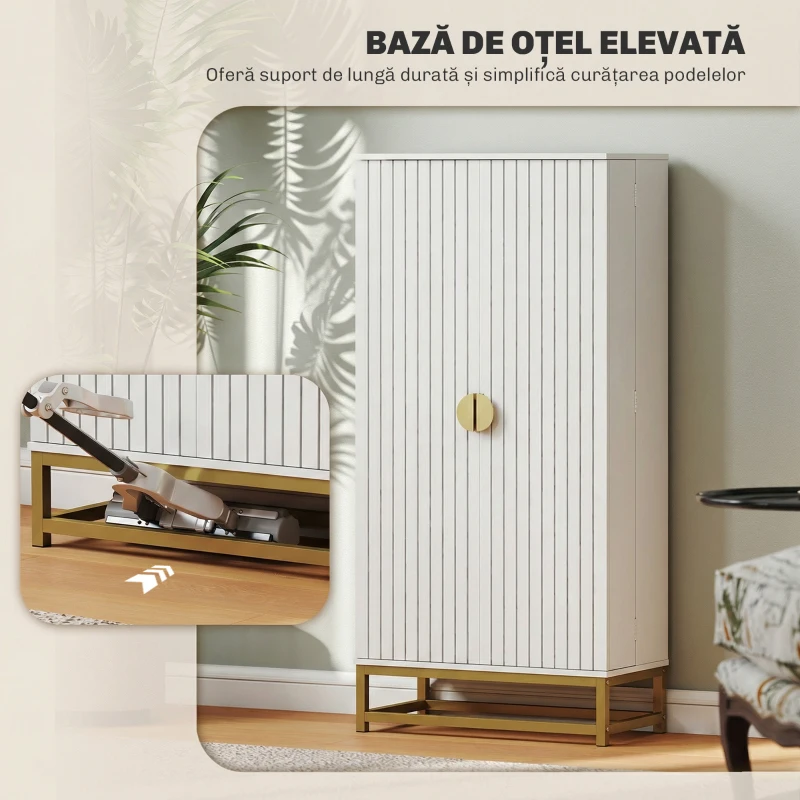 HOMCOM Bufet de Bucătărie 119,5 cm cu 12 Rafturi pe Ușă, Albă