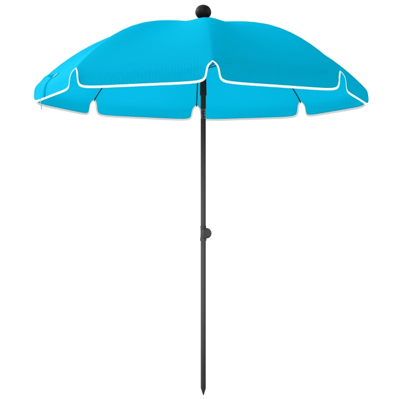 Outsunny Sonnenschirm Strand Ø150 cm wasserabweisend faltbar Strandschirm mit Sandanker verstellbarer Neigung Tragetasche Blau