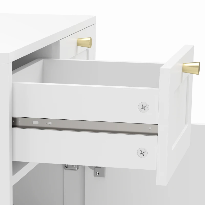 HOMCOM Smalle badkamerkast met 2 laden en verstelbare legplank, 60 x 30 x 108 cm, wit