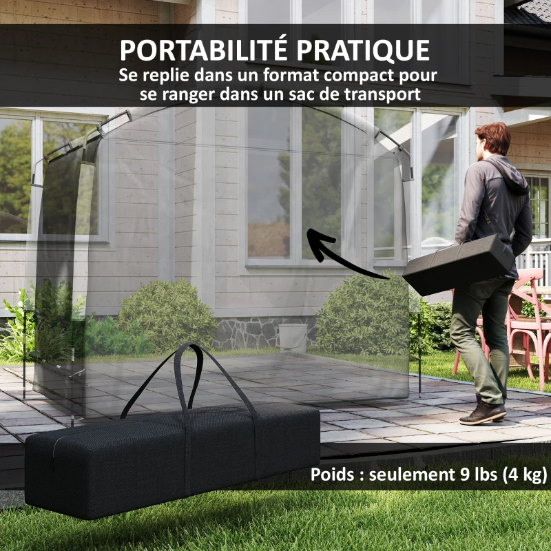 Outsunny Tente de vélo abri de vélo portable pour 3-4 vélos avec 2 poches latérales 220 x 150 x 195 cm noir