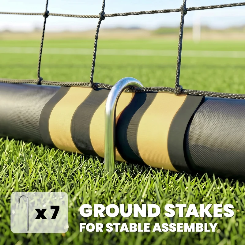 SPORTNOW Football Goal, 10 x 6.5ft Football Net with Ground Stakes, EPE Foam Padding and Metal Frame, Easy Assembly, Yellow