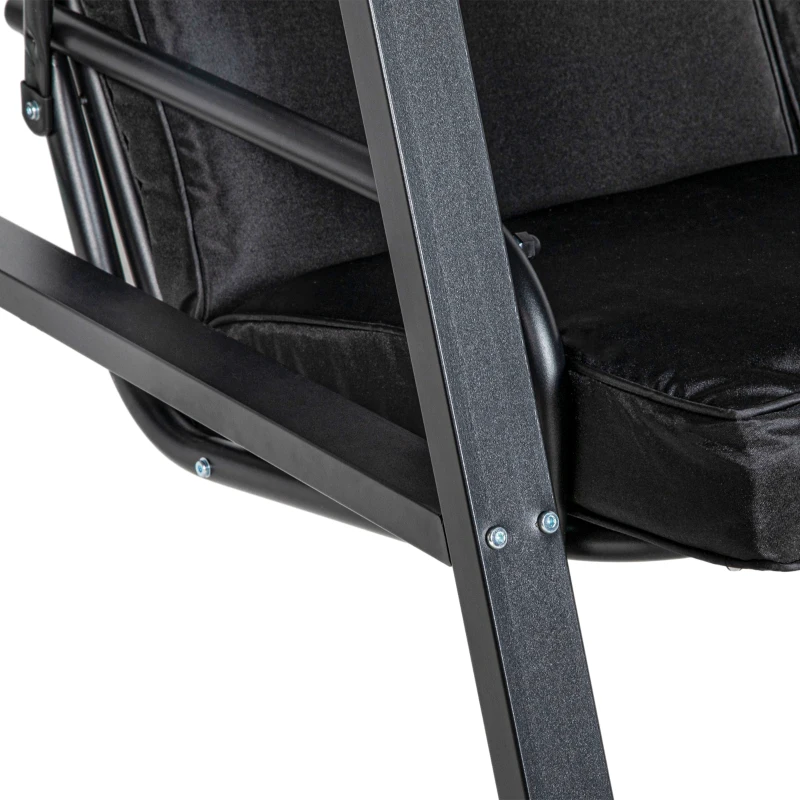 Outsunny Hollywoodschommel, 2-zits Tuinschommel met Verstelbaar Dak, tot 220 kg belastbaar, 145 x 116 x 172 cm, Zwart