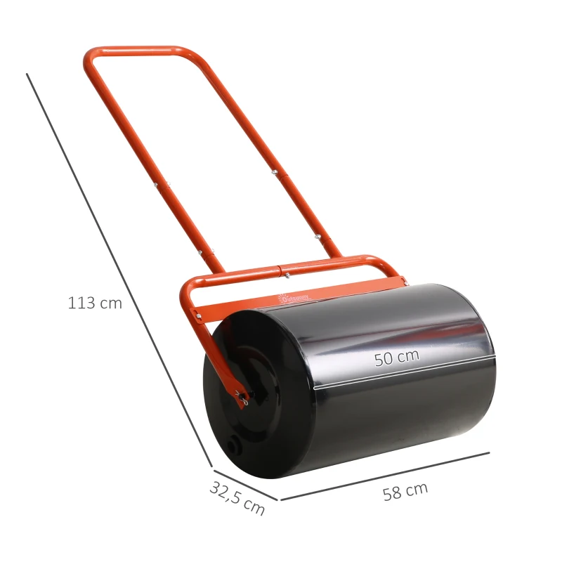 Outsunny Handige Gazonroller, Praktische Gazonrol, Grasroller, Gazonwals, Flexibel, Staal, 58L x 32,5B x 113H cm, Rood