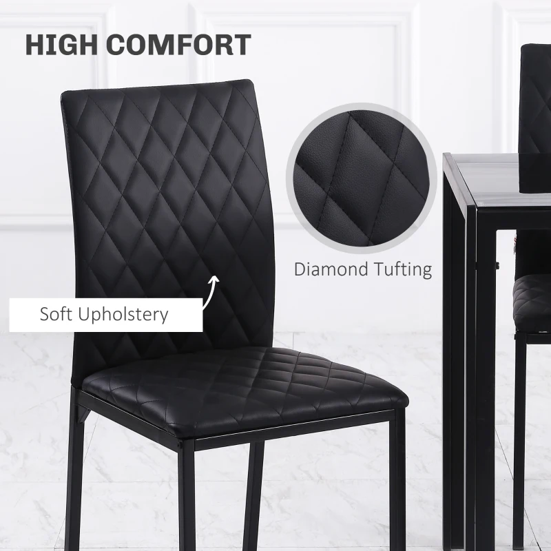 HOMCOM Dining Table Set, Folding Drop Leaf Table with Storage and 4 Chairs, Black
