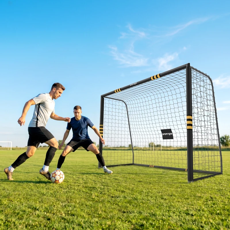 SPORTNOW Football Goal, 10 x 6.5ft Football Net with Ground Stakes, EPE Foam Padding and Metal Frame, Easy Assembly, Yellow