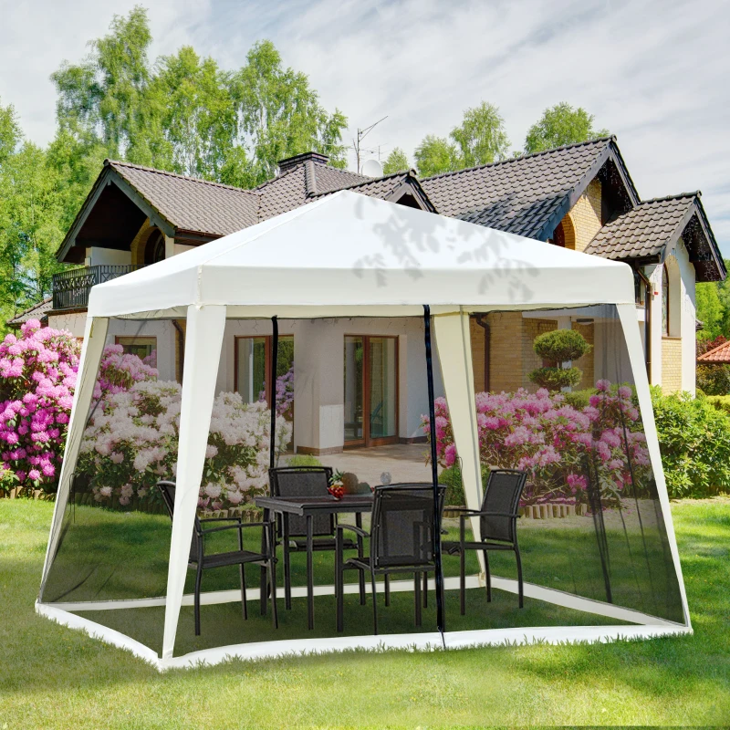 Outsunny Tonnelle barnum style colonial dim. 3L x 3l x 2,45H m 4 moustiquaires 2 zippées beige noir