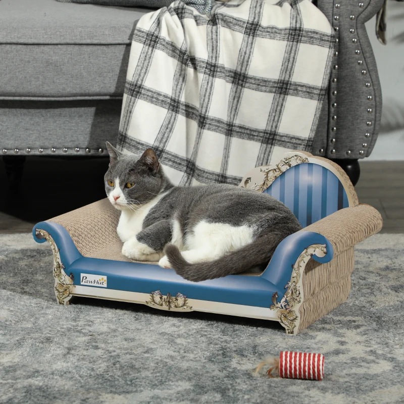 PawHut 2-in-1 Cat Scratching Board with Catnip for Indoor Cats, 26.5 x 57 x 26.5cm, Blue