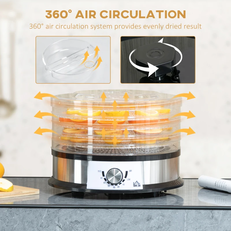 HOMCOM 40-70℃ Five-Tray Food Dehydrator