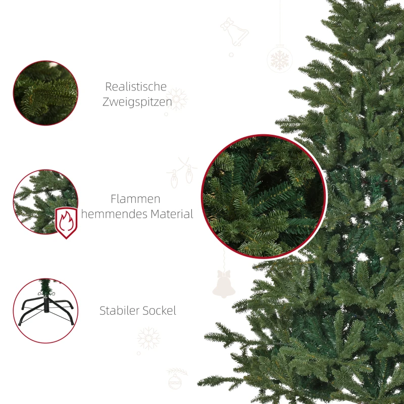 HOMCOM kunstkerstboom 1,8 m kerstboom dennenboom PVC PE metaal groen Ø 90 x 180 cm