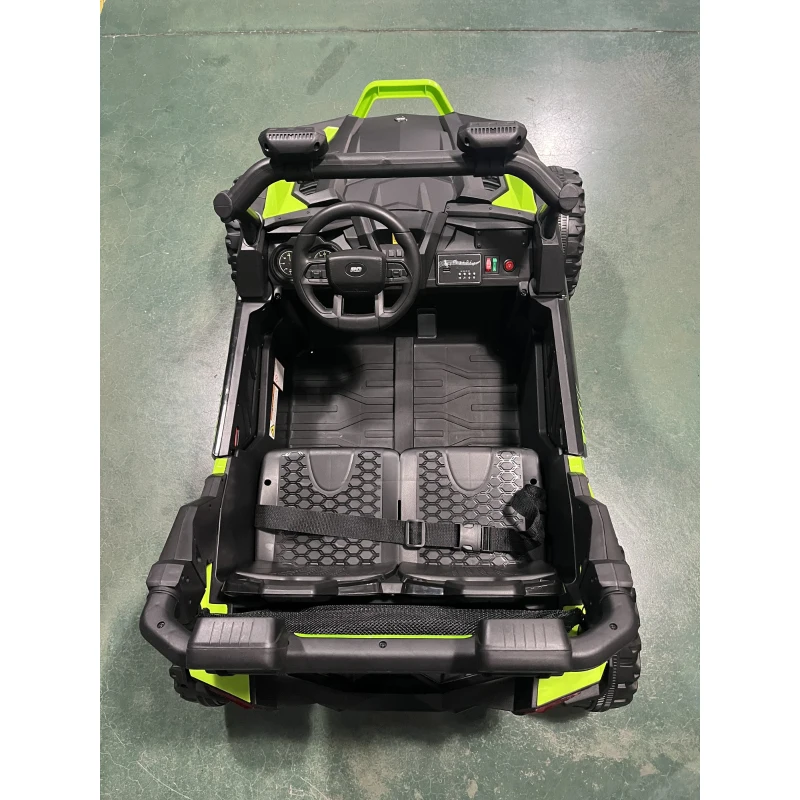 AIYAPLAY Coche Eléctrico Niños 2 Plazas UTV 24V 2 Motores Batería Litio Control Remoto Suspensión Arranque Suave 3-8 Años Verde