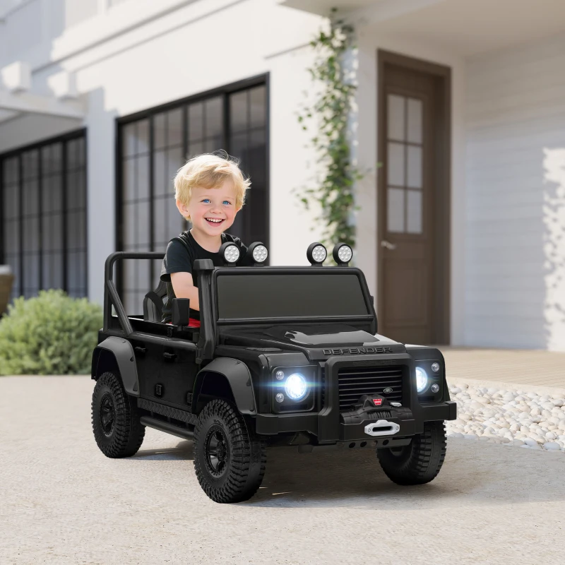 AIYAPLAY Kids Ride On Car with Remote Control, Music, Horn, 4 Spring Suspension Wheels, LED Lights for 3-5 Years Old, Black