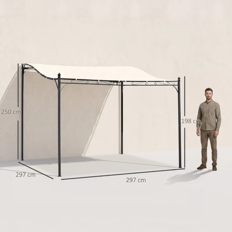 Outsunny Pergola tuinpergola 297x297 cm, Metaal overkapping voor tuin, Creme