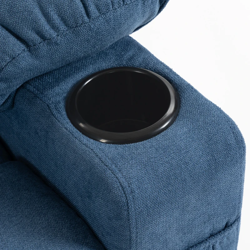 HOMCOM Sillón Relax Reclinable Eléctrico Levanta Personas Masaje Vibratorio y Calor Asiento Ancho USB-C USB-A Bolsillos Azul