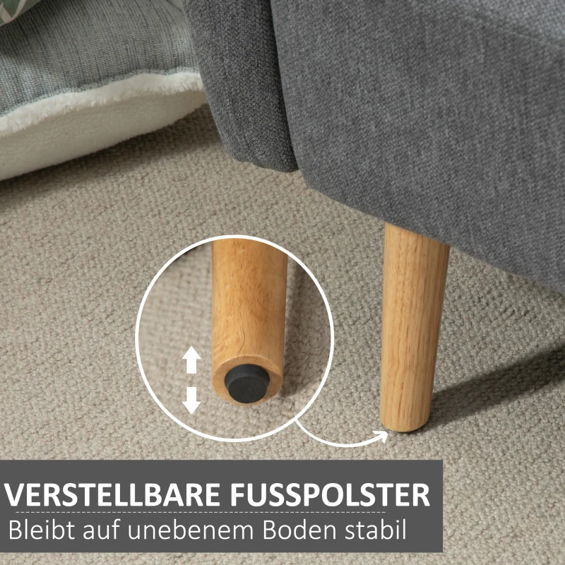 HOMCOM Kanapa 2-osobowa z 2 poduszkami dekoracyjnymi, mały loveseat, nowoczesna sofa tapicerowana o wyglądzie aksamitu do salonu, sypialni, małych pomieszczeń, szara 130 x 70 x 80 cm