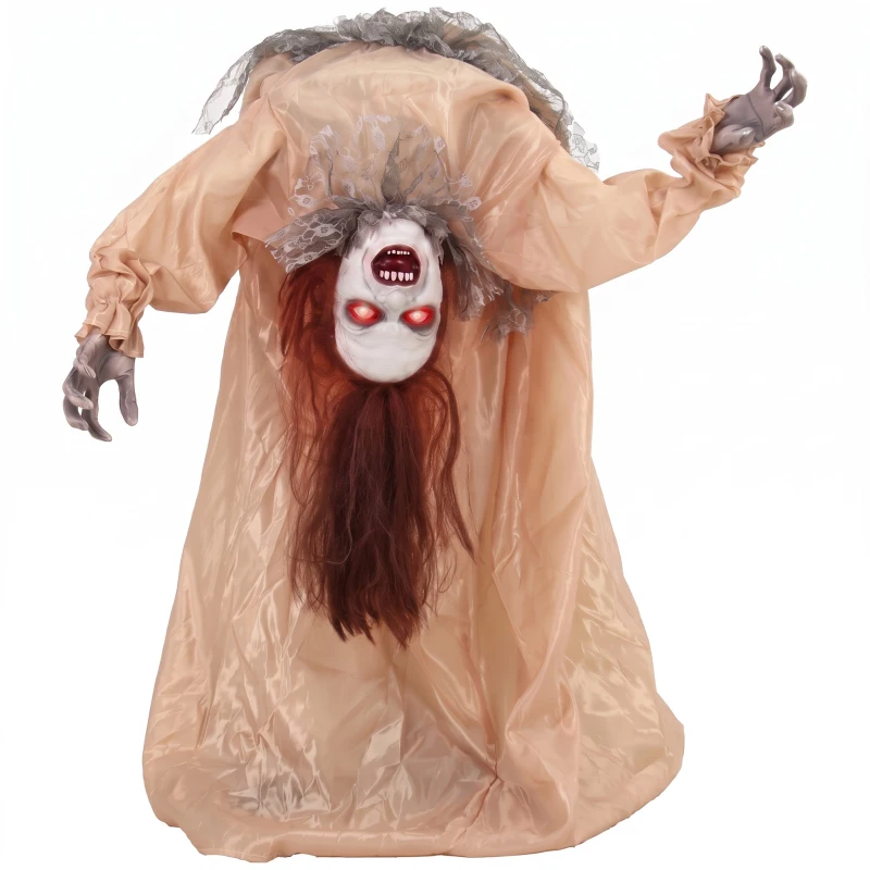 HOMCOM Animierter Halloween-Geist mit gruseligen Schreien, leuchtenden Augen, per Geräusch/Berührung aktiviert