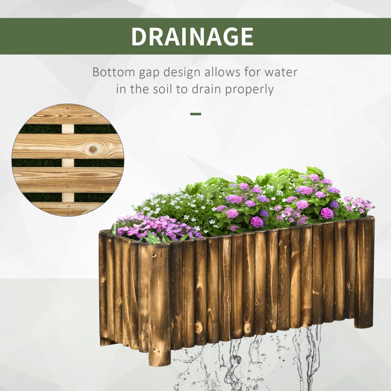 Outsunny Wooden Raised Garden Bed, 100 x 38.5 x 40cm Elevated Planter Box, Outdoor Flower Bed with Drainage Gaps, Easy Assembly, Natural