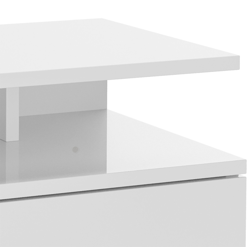 HOMCOM Set da 2 Comodini Moderni Sospesi con Cassetto e Mensola in Legno 35x32x22.5cm, Bianco Lucido